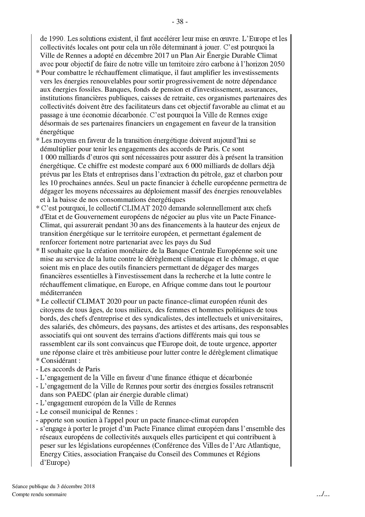 Soutien de la ville de Rennes | Agir pour le Climat - Pacte Finance-Climat